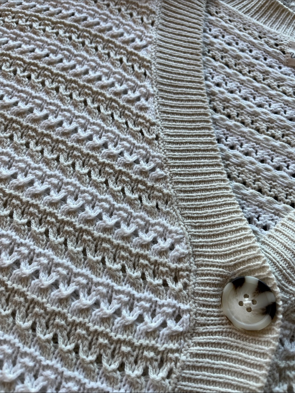 Universal Thread Cream Cropped Open-Knit Button Cardigan - Picture 3 of 5